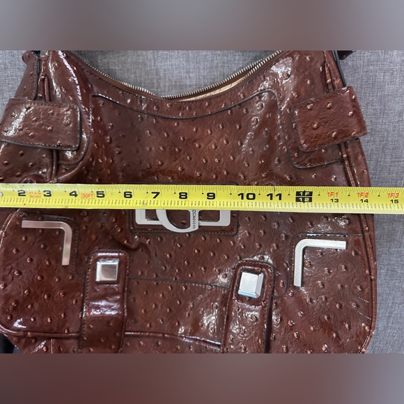 Vintage Y2K Guess Bag Faux Leather Ostrich Satchel Bag Shoulder Bag - Picture 3 of 8